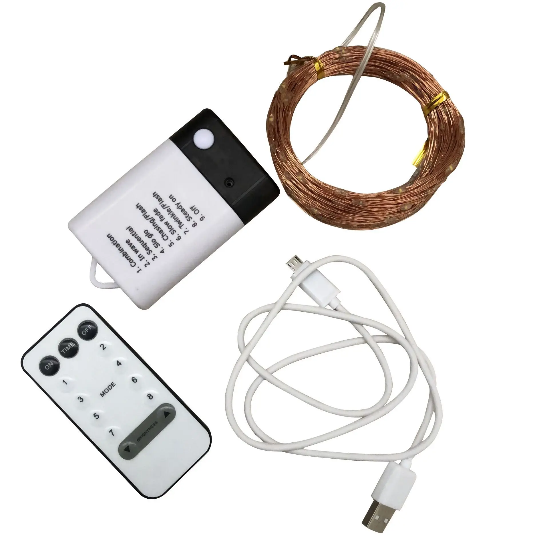 

2019 New Style 8 Feature Black And White Battery Box Wireless Remote Control USB Dual-Use Power Supply Copper Wire Lamp String C