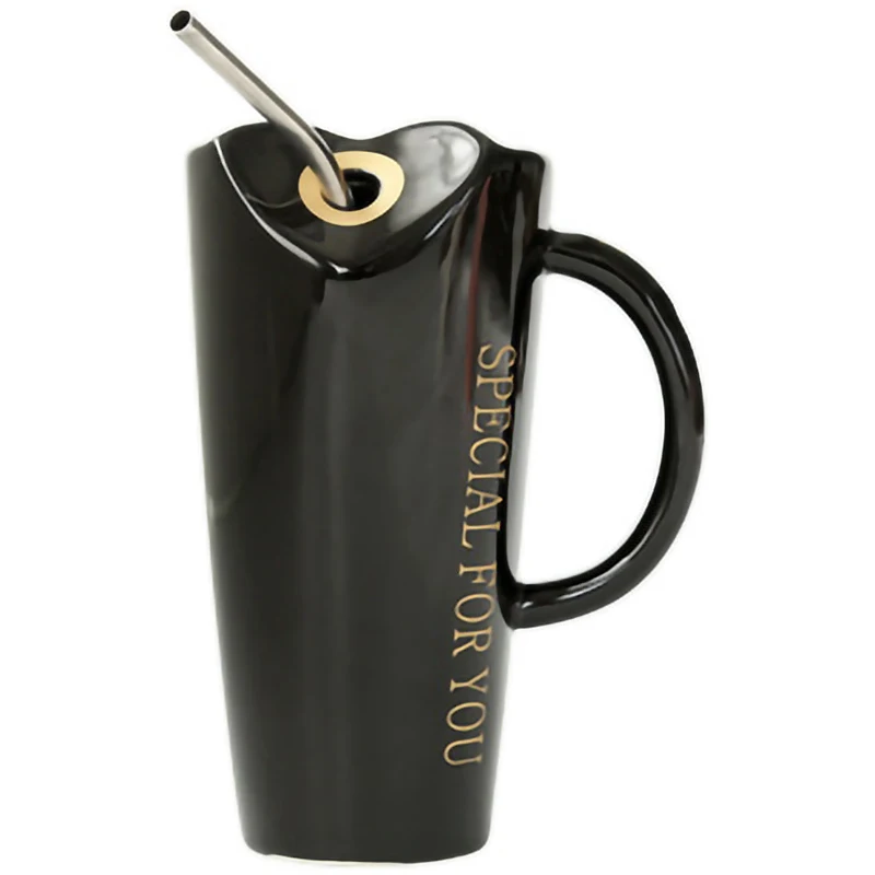 Novelty Ceramic Cup with Straw Personality Kitchen Coffee Mug Creative Tea Cup Home Office Drinkware Novelty Ceramic Cup with Straw Personality Kitchen Coffee Mug Creative Tea Cup Home Office Drinkware