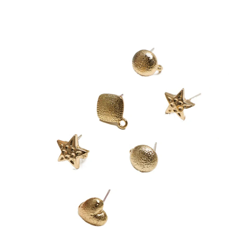 

6pcs geometric versatile square round love Star alloy earrings are indispensable accessories for DIY handmade jewelry earrings