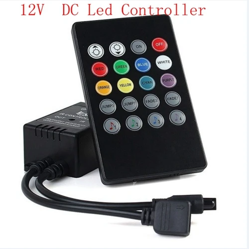 20 Ключ USB музыкальны ИК-контроллер DC5V/12 V черный звуковой датчик пульт дистанционного управления для RGB светодиодные ленты высокого качества - Цвет: 12V DC Led Conroller