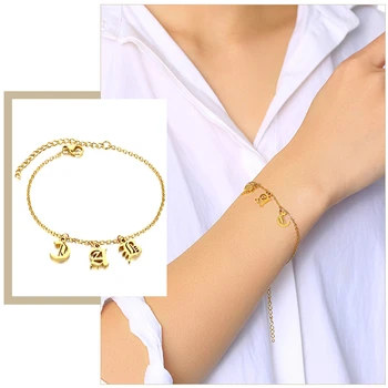 

Custom A-Z Initial Charm Bracelets for Women Unique Personalize Name Charms Elegant Stainless Steel Jewelry 1-5 Letters Limited