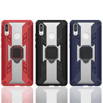 

100pcs/lot Armor Transparent Clear Phone Back Case For Huawei Honor 20i 10i 10 20 Lite P Smart Plus 2019 Car Holder Ring