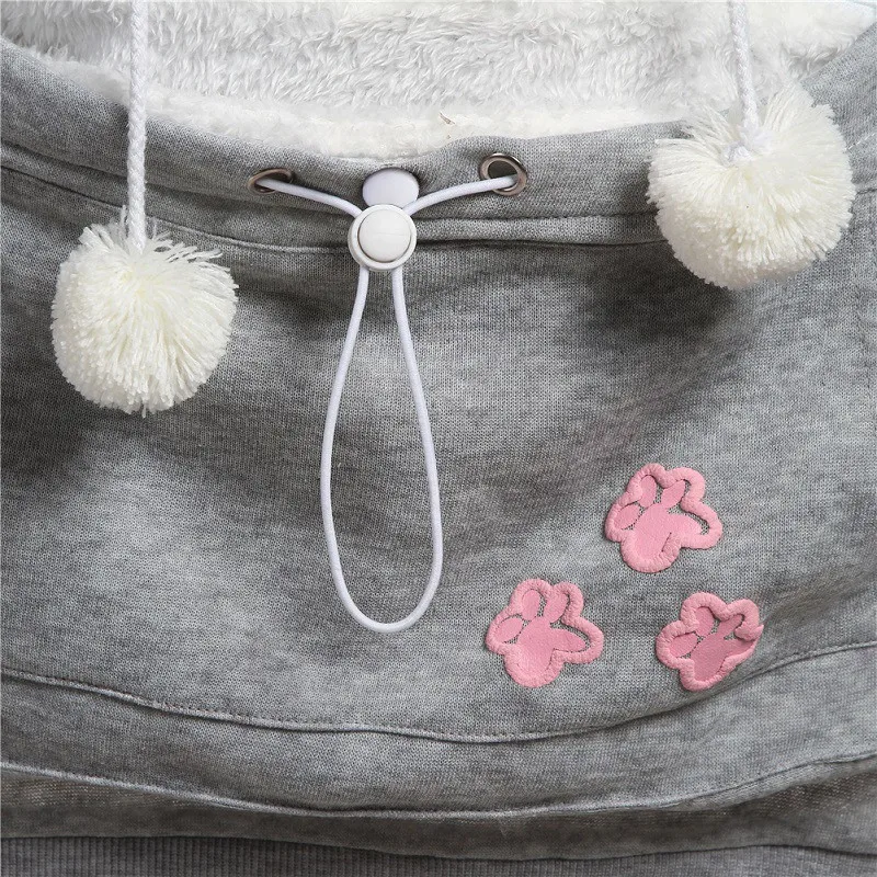 New Women Dog Pet Sweatshirt Hoodies Tops Cat Lovers hooded sweatshirt With Cuddle Pouch For Casual Kangaroo Pullovers With Ears