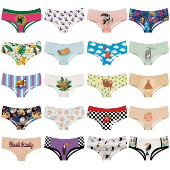 

Animal Fruit Plant Printed Letter Seamless Breathable Panties Low-Rise Briefs