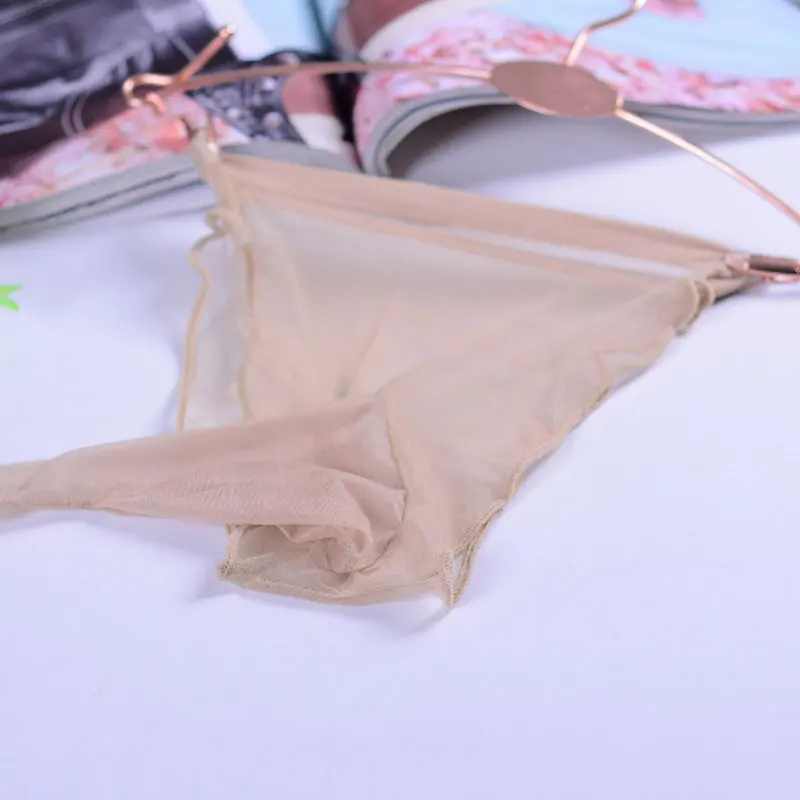 Sexy Men Ice Silk Low Rise COCK Ring U Convex Pouch G-string Thongs Sheer Seamless COCkring Sexy Brief Gay Wear Plus Size F10