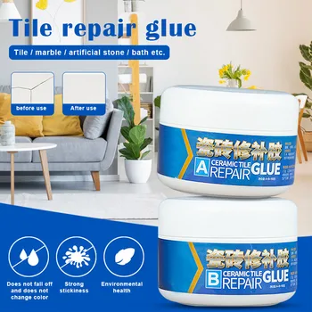 

2pcs/set Tile Repair Agent Floor Tile Strong Adhesive Ceramic Stone Glaze Repair Glue B99