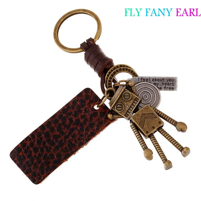 Cool Metal Keychain Robot Jewelry Leather Pendant Key Chain Keyring Car Holder Men Birthday Gift | Украшения и аксессуары