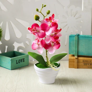 

Home Artificial Flower Five Heads Potted Plant Phalaenopsis Bonsai Decorations Ornaments