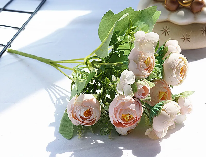 30 см Artificial10 голова Весенняя чайная роза домашний DIY декоративный искусственный цветок Свадебная Невеста Холдинг ряд цветов Материал Рождественский Декор