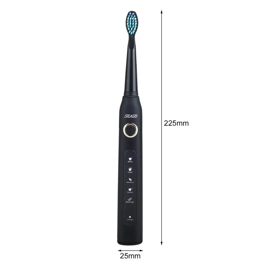 Seago-507 Electric Toothbrush 5 modes Adult Waterproof Deep Clean Teeth Brush With 2 Replacement Heads USB Rechargeable Seago-507 Electric Toothbrush 5 modes Adult Waterproof Deep Clean Teeth Brush With 2 Replacement Heads USB Rechargeable