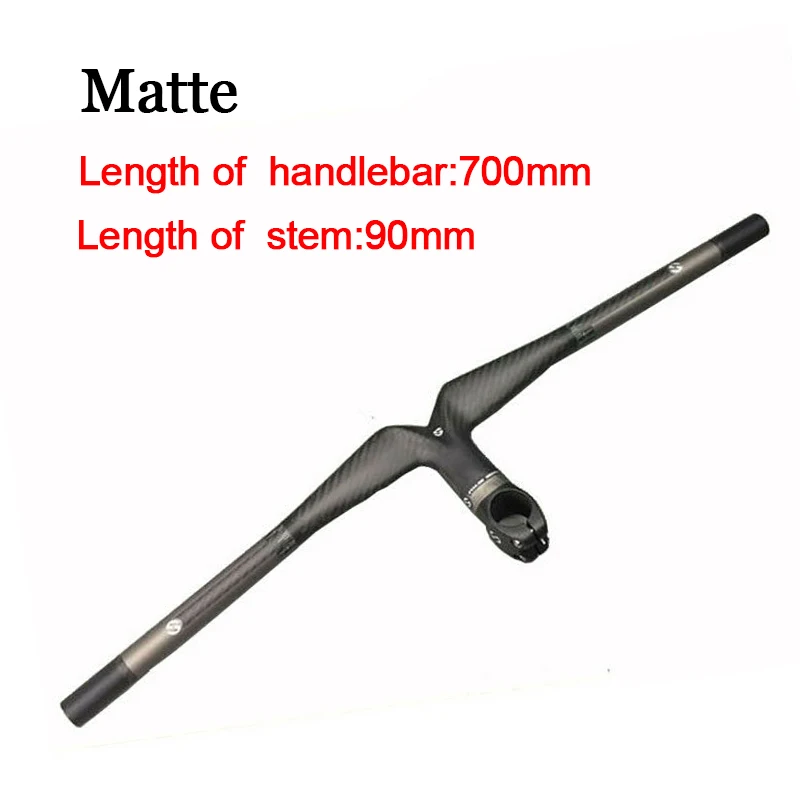 matte-700-90 31,8 мм карбоновый Интегрированный руль для езды на велосипеде, набор для горного велосипеда, руль 620-720 мм MTB Углеродные аксессуары - Цвет: matte-700-90