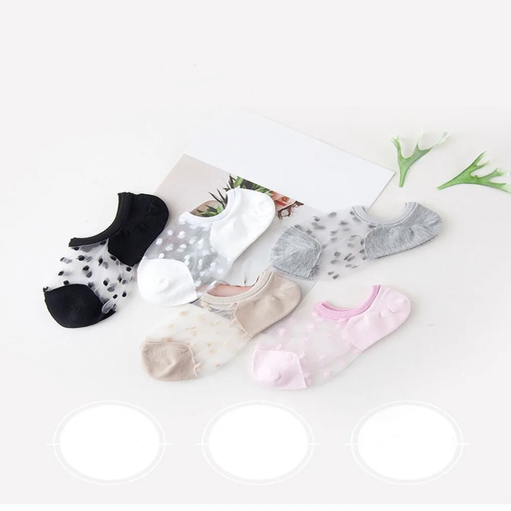 

5 Pair/Pack Elegant Women Girls Cotton Comfortable Solid Dot Spring Summer Wear Low Ankle Invisible Elastic Short Socks New