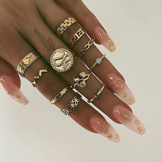 Bohemian Matching Rings for Women Anillos Jewelry Sets Gold Bague Femme Christmas Ring Set Ringen Fashion Teen Girls