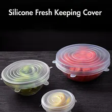 Пищевая силиконовая крышка для сохранения свежести, Вакуумная Крышка для фруктов и овощей, эластичная крышка для сохранения свежести, 6 шт./лот