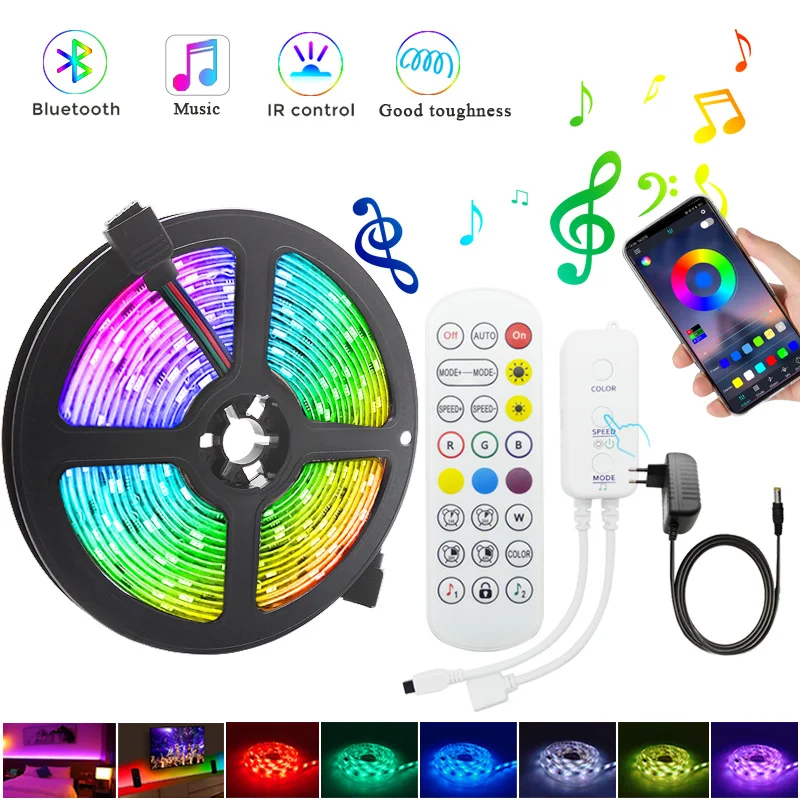 Bluetooth музыкальная 5 м 10 15 светодиодная полоса светильник 5050 SMD 2835 гибкая лента luces