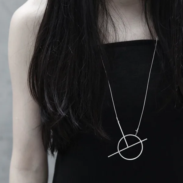 

South Korea-Style Simple Geometry Necklace Pendant Women's Long Versatile Sweater Chain Clothes Pendant Hanging Decoration Decor