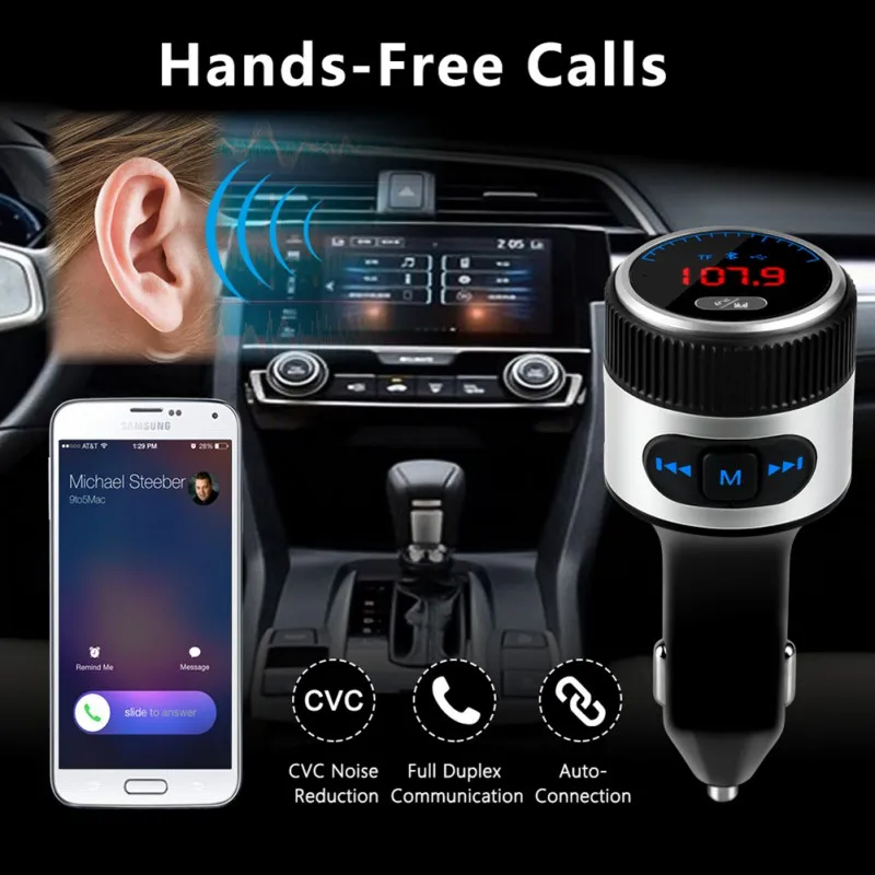 F55 автомобильный Bluetooth fm-передатчик беспроводной Bluetooth 5,0 адаптер автомобильный комплект с громкой связью QC3.0 с двумя usb-портами