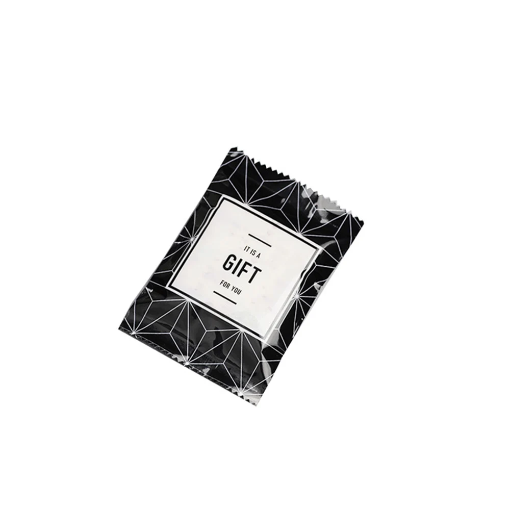 100 шт./упак. с открытым верхом "подарок" черно-белых линий Пластик мешок Жара-загерметизируйте подарочная упаковка мешки для печений конфеты - Цвет: black