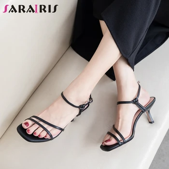 

SARAIRIS Open Toe Ankle Strap Ins Fashion Sandals Women Thin Heel Solid Casual Sandals Ladies Shoes