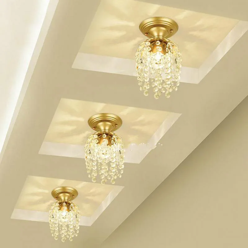 Corridor Hallway Crystal American Ceiling Lamp Luminarias De Interior  Modern Led Ceiling Lights For Corridor Indoor Lighting gold ceiling lights