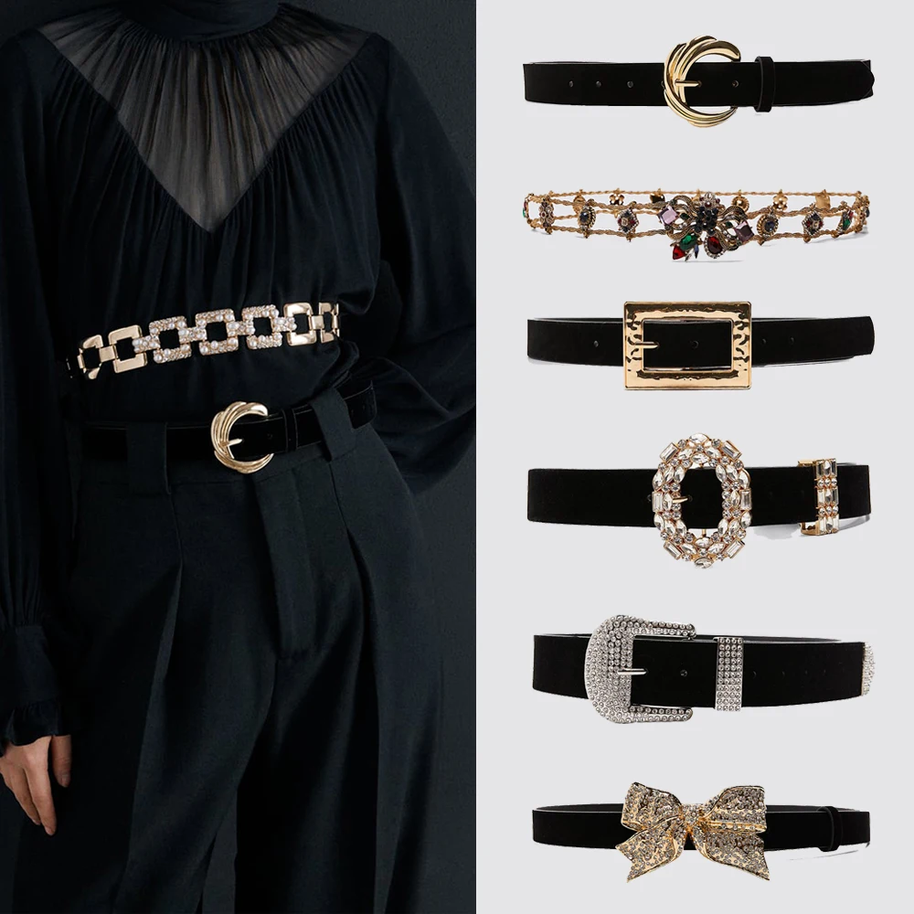 Fashion Elegant Wave Metal Waist Chain Belt Gold Buckle Body Chain Dress Belt ZP