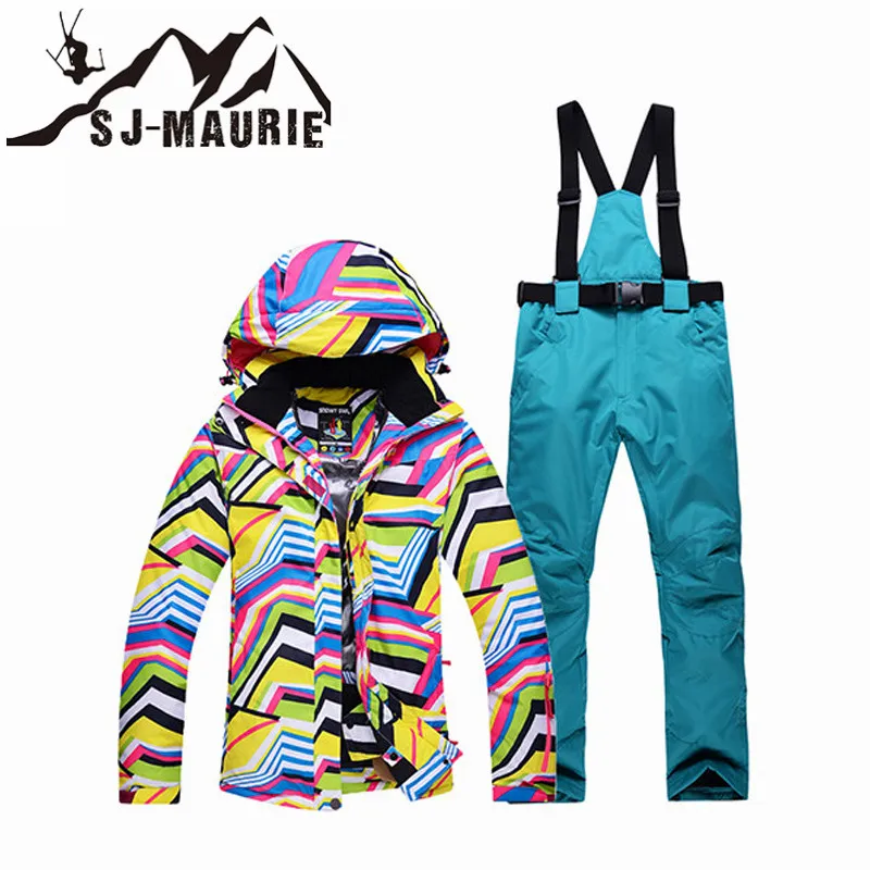 SJ-Maurie, лыжная куртка, женский лыжный костюм, водонепроницаемый, сноуборд, костюм, уличная, зимняя, теплая, походная, лыжная куртка+ штаны для девочек, зимний костюм - Цвет: 04