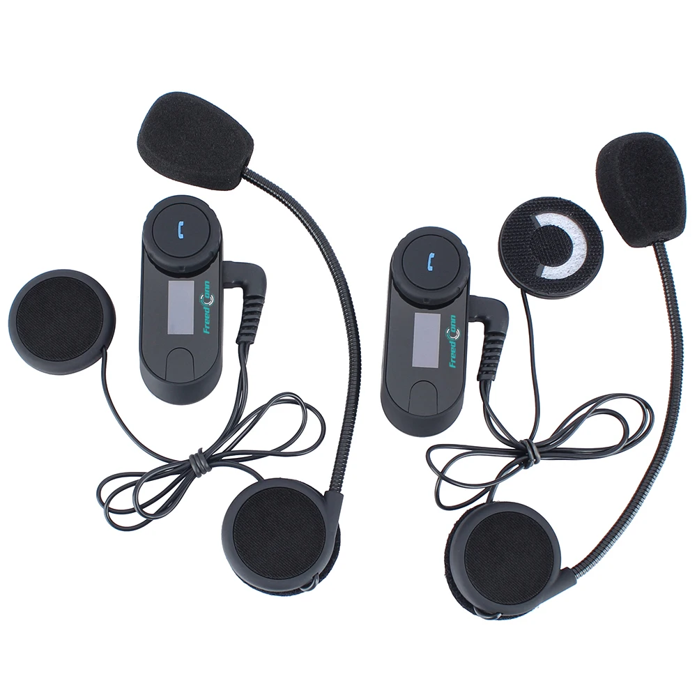FreedConn 2 шт. обновленный TCOM-SC BT Bluetooth мотоциклетный шлем домофон гарнитура с ЖК-экраном+ FM радио - Цвет: 2 hard microphone