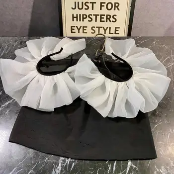 

New white gauze vogue of new fund of 2020 summer flowers shoulder sexy zipper condole top sleeve of a word