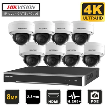 

Hikvision Original CCTV System 8MP Camera System 8 Channel PoE NVR & 8 Pcs PoE IP Cameras Dome Outdoor HD Video Surveillance Kit