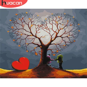 

HUACAN DIY Painting By Number Tree Hand Painted Paintings Art Drawing On Canvas Gift Pictures By Numbers Scenery Kits Home Decor