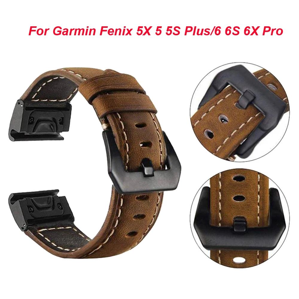 Ремешок из натуральной кожи для наручных часов Garmin Fenix5 6 6S 6X Pro/5X Plus/Forerunner 935 20 22 26 мм