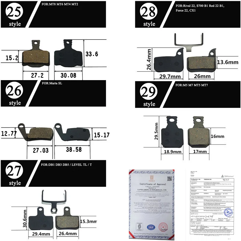 2 пары дисковых тормозных колодок для велосипеда SHIMANO SRAM AVID ZOOM M985 M810 M755 Hayes IO Magura