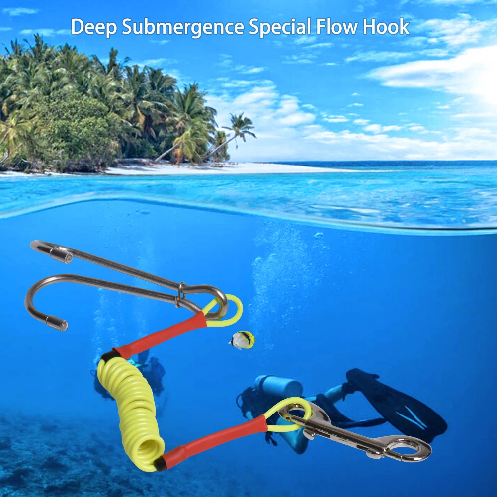 Дайвинг дрейф рифовый крюк со спиральной катушкой шнурок для diver BCD подводная