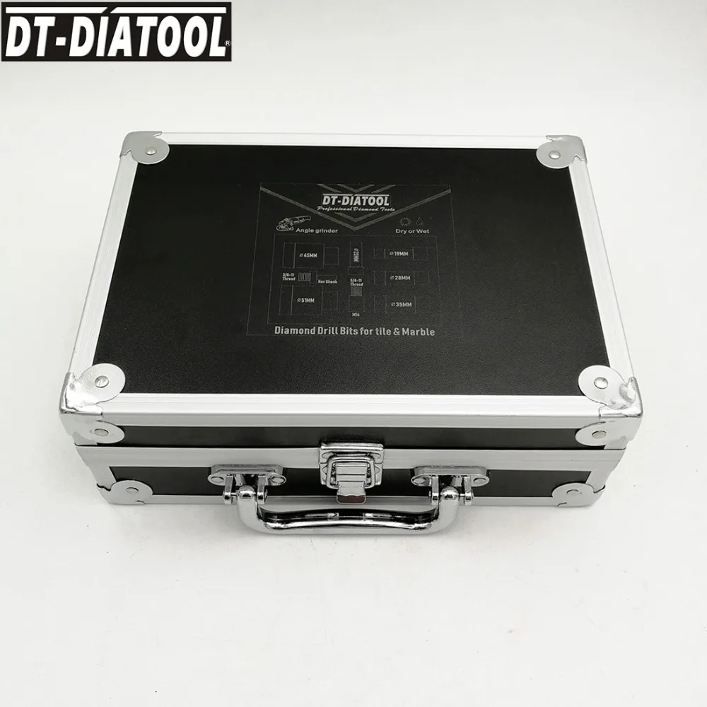 DT-DIATOOL, 8 шт./комплект, 5/8-11 Вакуумные Паяные алмазные сверла, набор сверл смешанного размера, кольцевая пила 3/8 дюйма, шестигранный адаптер M14, 20 мм, пальцевое долото