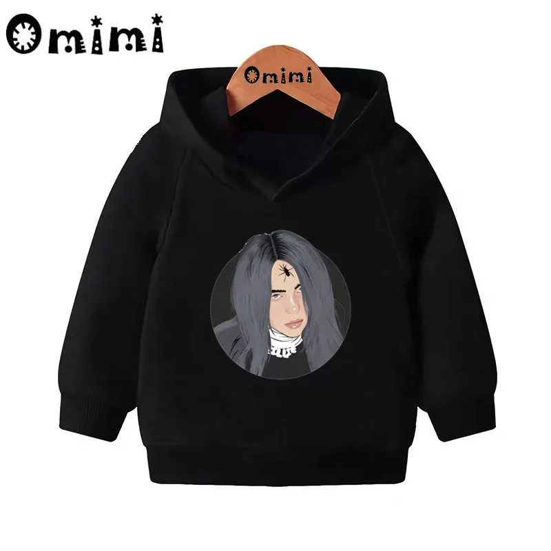 Детские толстовки Billie Eilish в стиле хип-хоп детские толстовки с капюшоном пуловер для малышей Топы для маленьких девочек и мальчиков, осенняя одежда KMT5265