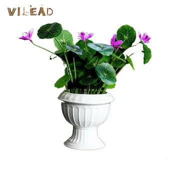

VILEAD Ceramic White Flower Pot European Simple Roman Shape Hydroponic Vase Flower Pot Flower Plant Corridor Home Decoration