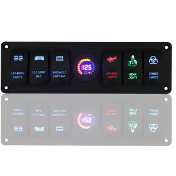 

6 Gang Rocker LED Switch Panel Waterproof Power Socket For Car Marine Boat