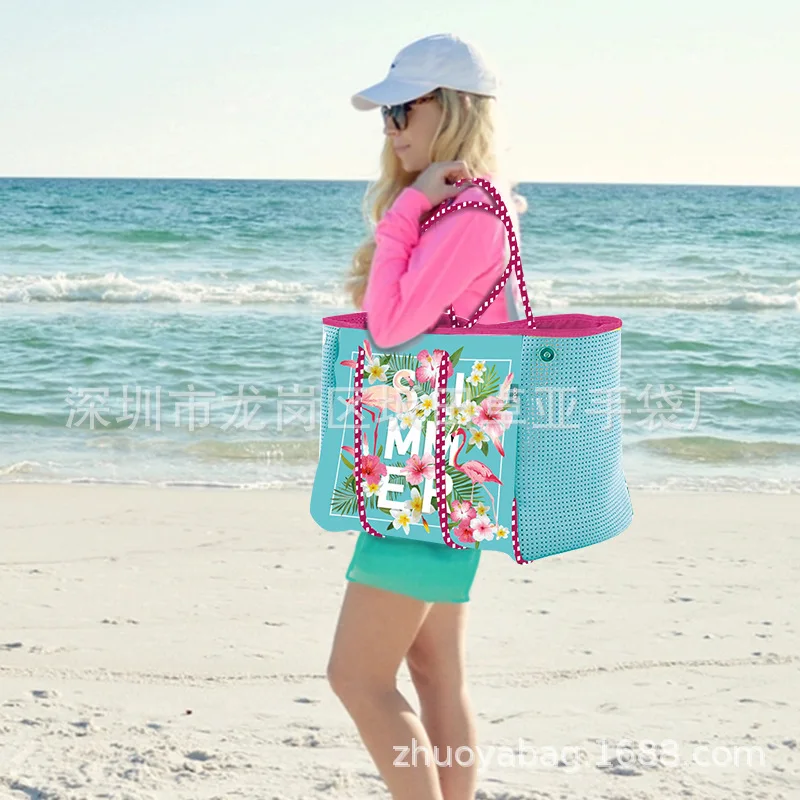 

Yushoukuan Neoprene Beach Bag Women's Punched Shopping Rope Pannier Bag Yoga Bag Sports Bag Customizable