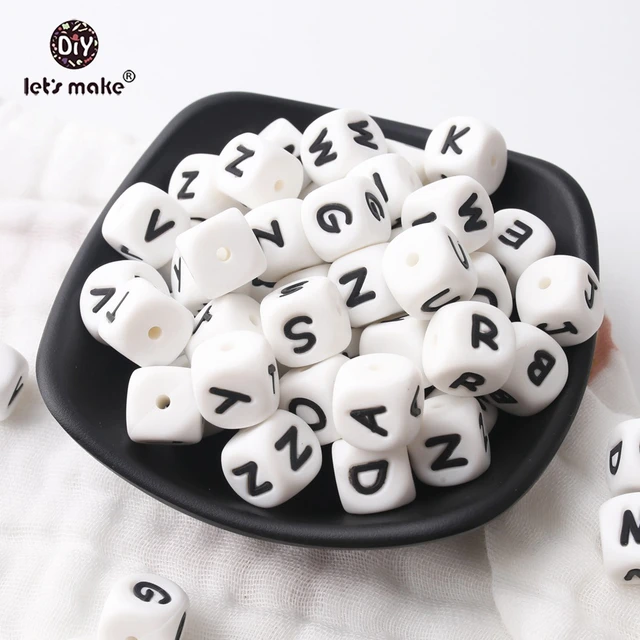 Black Teething Letter Beads 12mm 10pc Silicone Nursing Teether Bead Food  Grade DIY Baby Teething Jewelry Necklace Accessories