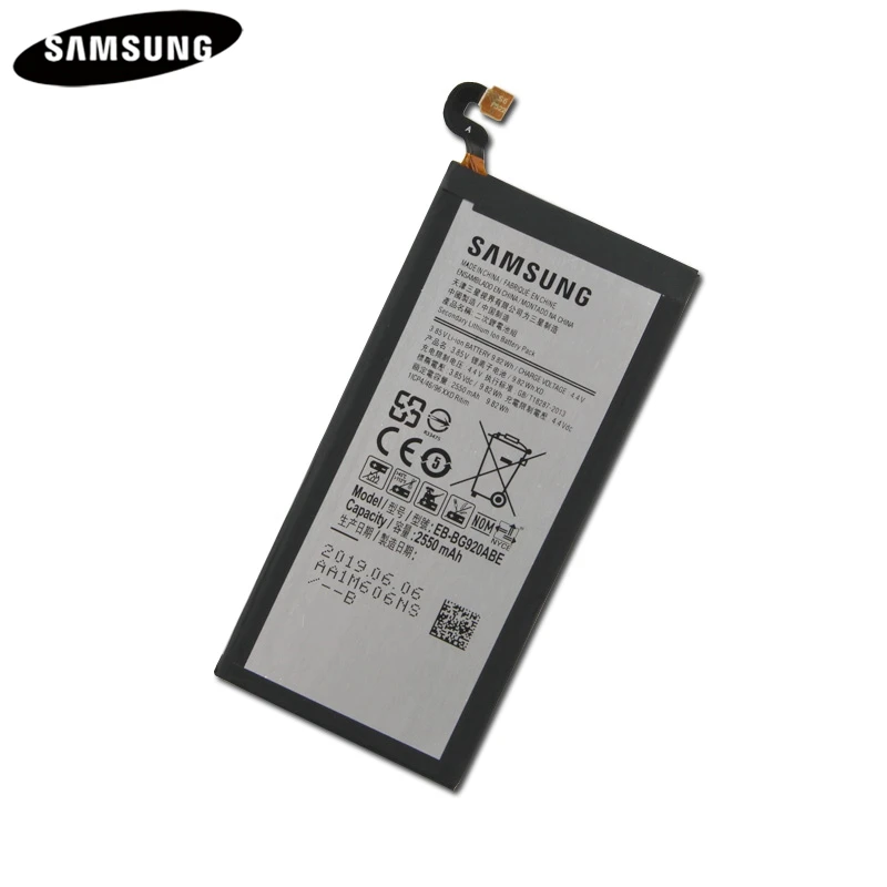 Батарея EB-BG920ABE EB-BG920ABE для samsung GALAXY S6 G9200 G9208 G9209 G920F G920I G920V/T/A G920P SM-G920K 2550 мА-ч