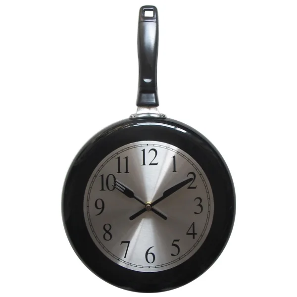 

Fashion Creative 10 Inches Wall Clock Stainless Steel Clock Dial Flat-bottom Pot Metal Quartz Wall Clock