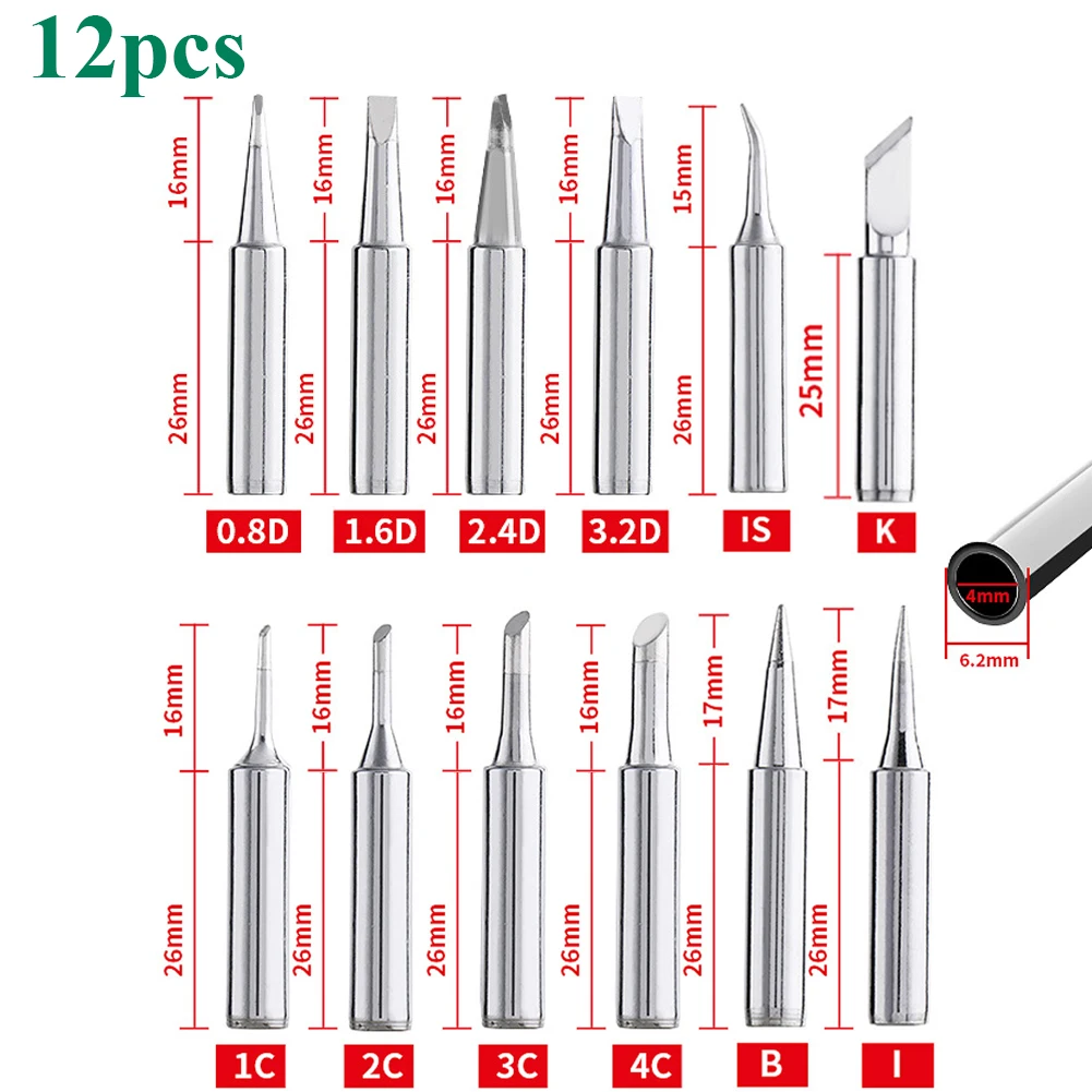 welding wire spool 5/12Pcs I+B+K+2.4D+3C Soldering Iron 900M-T Soldering Iron Head Set Inside Hot Bare Electric Soldering Iron Tip tool stainless flux core wire