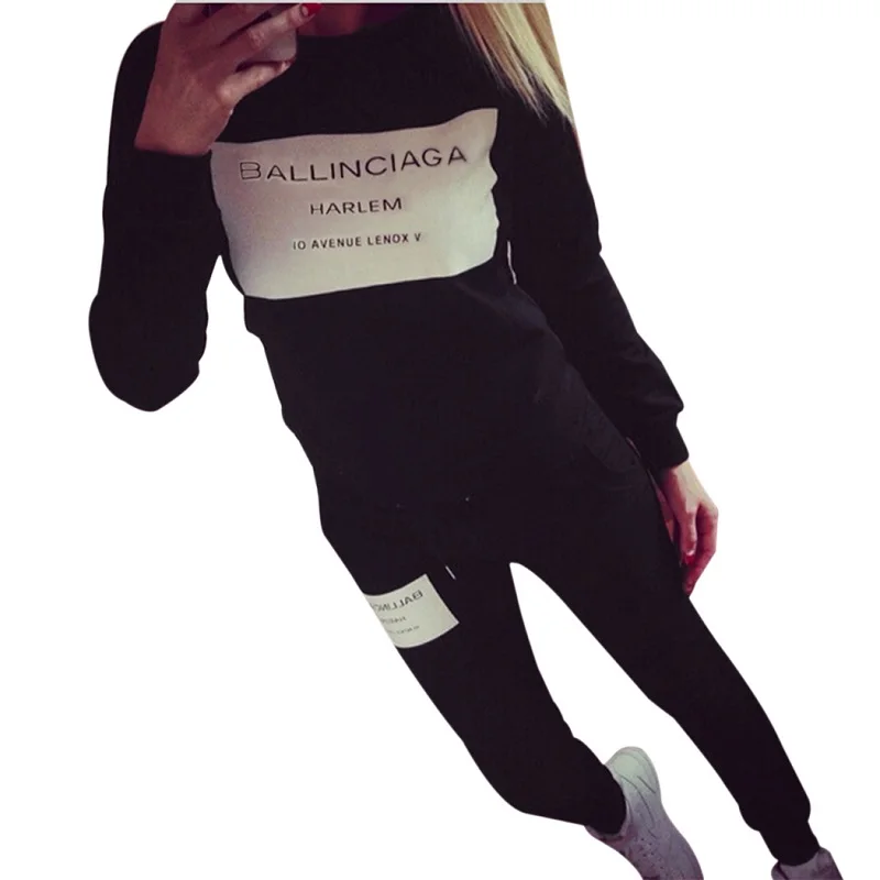 

Hot box letter printing sports Sweatshirt suit round neck long sleeve ladies shirt pullover