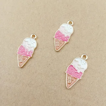 

10pcs/Lot New Arrival Enamel Ice Cream Charm For Jewelry Making And Crafting Fashion Earring Charm Zinc Alloy Pendant