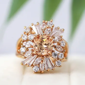 

Vintage Ring 8mm Cushion Morganite Ring Peach CZ Ring 18k Gold Plated Ring Cooper Ring Gift Ring Halo Ring Anniversarry Ring Gem