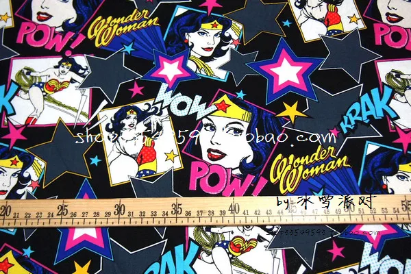 140 см ширина Wonder woman узор хлопок ткань, холст хлопок ткань для платья Одежда DIY лоскутное tissus для штор постельные принадлежности