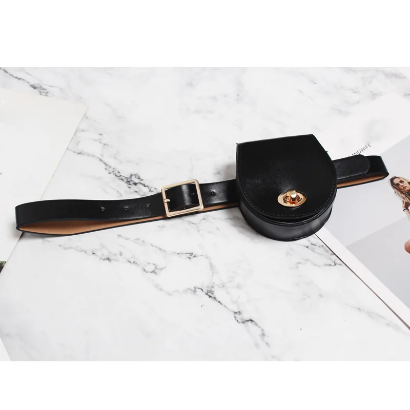 Black Waist Bag Модная Кожаная поясная сумка для женщин, винтажная поясная мини-сумка с откидной крышкой, маленький нагрудный ремень, сумки для женщин, сумка для живота, сумочка, роскошная седельная сумка - Цвет: Black Waist Bag