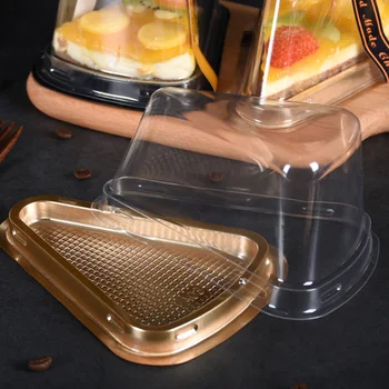 

Triangle Transparent Cake Box 8 Inch Cut Pieces Mousse Pastry Food Packaging Box Layer Cake Box 100pcs
