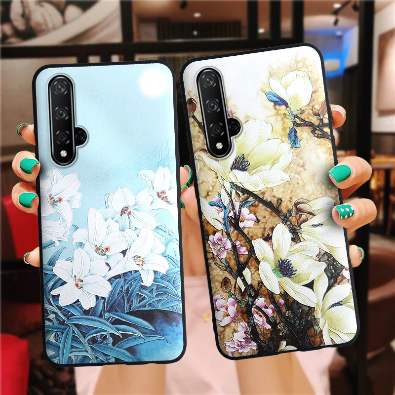 Объемный цветок чехол с тиснением для huawei y9 y6 y7 p10 p20 p30 lite рro mate10 20 30 honor 20 10i 9x 8x p smart чехол из мягкого ТПУ