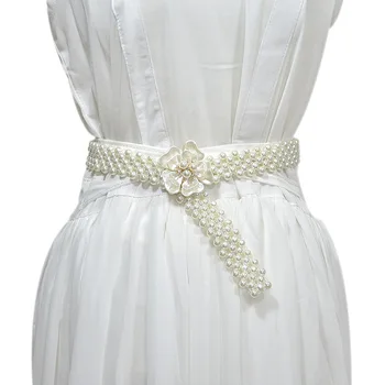 

Dress Pearls Wedding Belt Handmade Crystal Bridal Sash Simple Silver Rhinestones Bridal Belt Sash For Wedding Dresses
